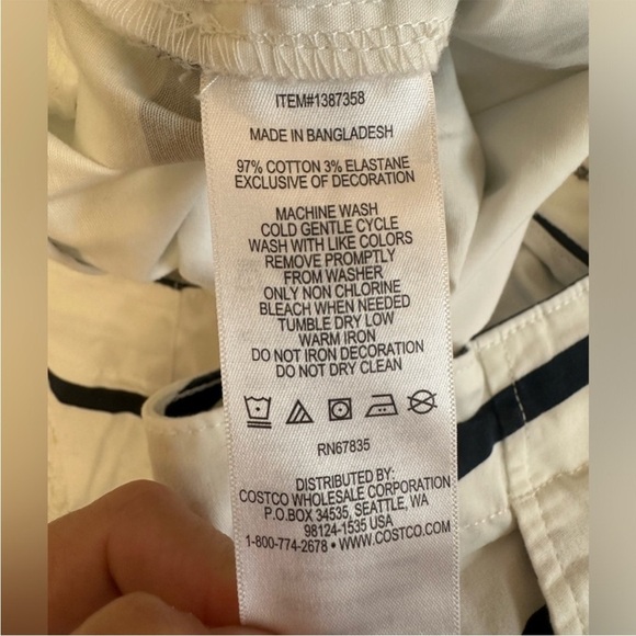 Nautica White Stretch Twill Shorts With Navy Stripes 12 - Picture 6 of 10